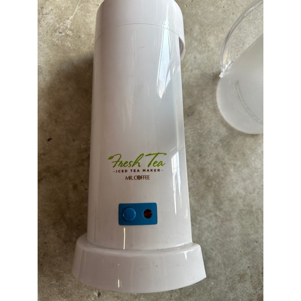 Mr. Coffee Fresh Tea Iced Tea Maker White Blue Electric Brewer with Pitcher